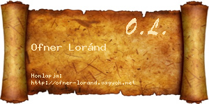 Ofner Loránd névjegykártya